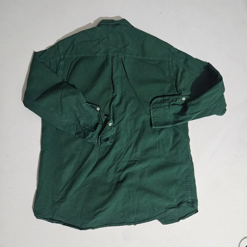 Tommy Bahama Mens Small Green Cotton Silk Blend Long Sleeve Button Down Shirt